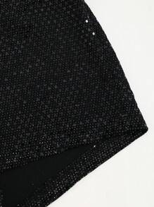 EgrlEra Women Sequined Simple Shorts (Random Cut), Casual Daily Wear Y2K - Black - View 5