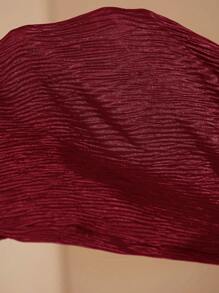 SHEIN BAE Plus Size Women Elegant Going Out Outfits For Daily Dates, Parties, Gatherings - Fitted Long Sleeve Shirt, High Waisted Wrap Pants, Fall Autumn Ensemble - Burgundy - View 7