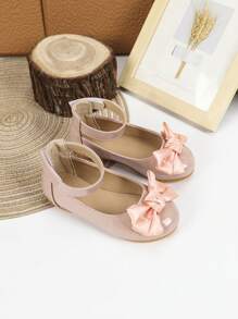 1 Pair New Fashionable Flat Ballroom Casual Leather Shoes, Suitable For Female Students, Girls, Comfortable Outdoor Footwear - Pink - View 5