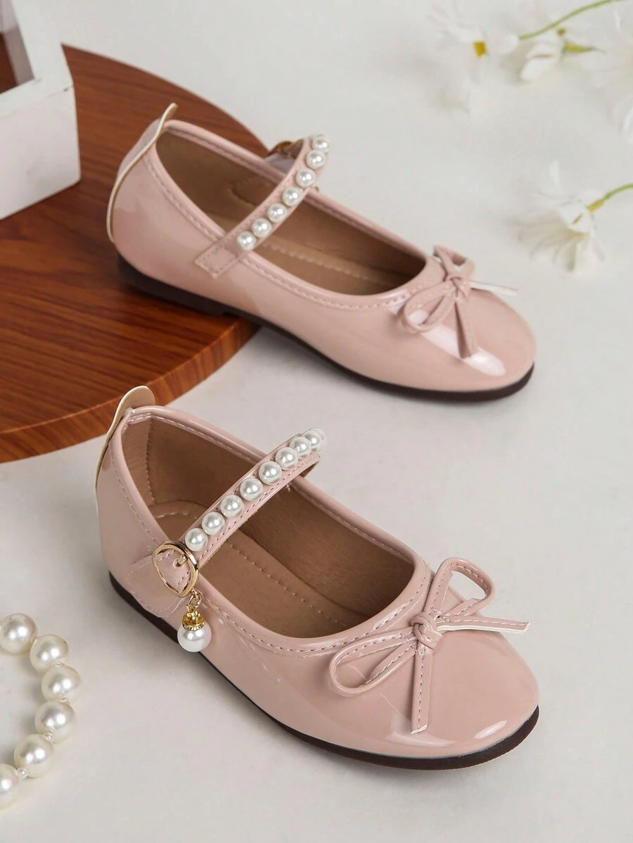 1 Pair Girls Butterfly Decor Mary Jane Soft Sole Princess Ballet Flats, Suitable For Spring/Autumn