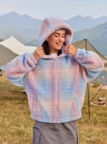 In My Nature 女士休闲前拉链长袖连帽户外羊毛夹克