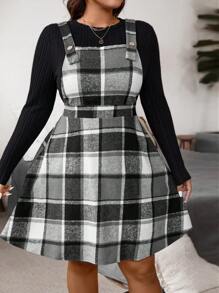 Calvaya Đầm và áo đơn giản dây đeo bản rộng cỡ lớn, thiết kế tối giản, bộ 2 món thường ngày - Xám - Xem 6