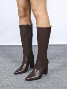 CUCCOO BIZCHIC Giày bốt cao đến đầu gối, mũi nhọn, gót nhọn, họa tiết da cá sấu thời trang dành cho nữ, phong cách tiệc tùng đa năng và thon gọn cho mùa Giáng sinh và năm mới, ngày lễ tình nhân, mùa thu đông, giày xuân - Cà phê nâu - Xem 6