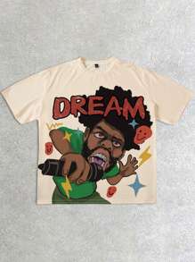 Manfinity EMRG Áo thun trơn màu thường ngày cỡ lớn cho nam, đơn giản và thời trang để mặc hàng ngày - Màu be - Xem 1