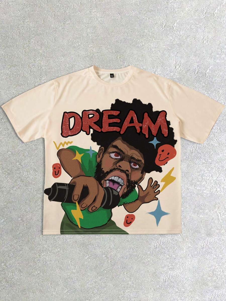 Manfinity EMRG Áo thun trơn màu thường ngày cỡ lớn cho nam, đơn giản và thời trang để mặc hàng ngày - Màu be - Xem 1