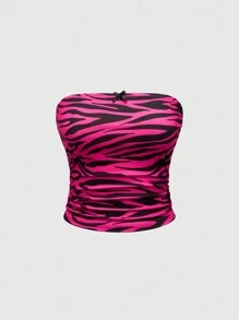 ROMWE Grunge Punk Y2K Gyaru Retro Tight Fitting Women Tube Top - Hot Pink - View 1