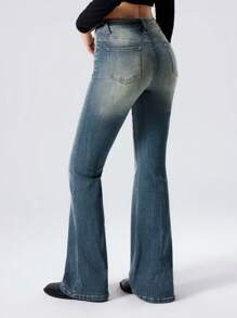 LYSMO Women's Front Button Pocket Casual Jeans, Everyday Wear - Blue - View 2