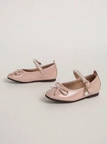 1 Pair Girls Butterfly Decor Mary Jane Soft Sole Princess Ballet Flats, Suitable For Spring/Autumn