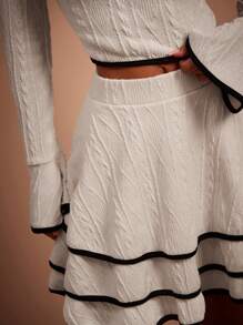 COSMINA 女士荷叶边下摆多层短款休闲裙 - 奶油色 - 查看 3