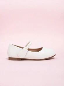 1 par de zapatos planos tipo Mary Jane versátiles para niñas, adecuados para todas las estaciones - Blanco - Ver 4