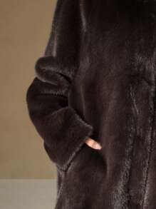 Anewsta New Autumn/Winter Fluffy Long Coat For Women, Minimalist Stylish Plush Outerwear