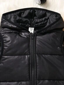 SHEIN Leap Crew Bộ 3 áo nỉ in chữ mùa đông giản dị cho bé trai, quần nỉ & áo vest có đệm - Màu Khaki - Xem 6