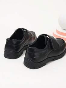 1双儿童平底鞋，男童黑色皮鞋，学生演出鞋，校鞋，休闲鞋，圆头魔术贴皮鞋 - 黑色 - 查看 5