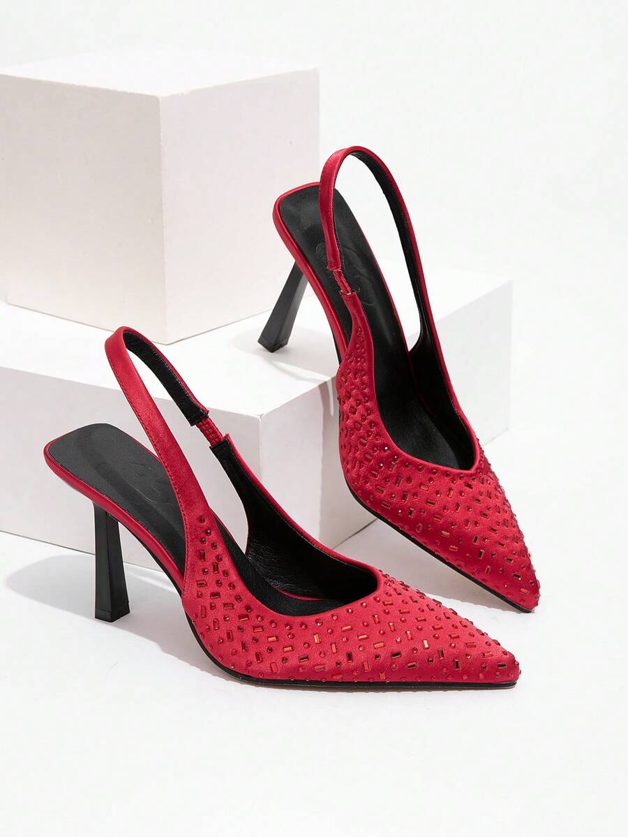 CUCCOO TILAWA 女士水钻装饰尖头时尚高跟鞋，适合圣诞节和新年假期氛围秋冬季