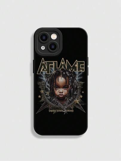 Grunge Punk 1pc Child Pattern TPU Frosted Anti-Fall Phone Case Compatible With Apple IPhone