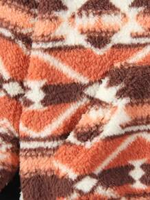 SHEIN 2 Stücke/Set Baby Jungen Langarm Hoodie & Lange Hose Set, Floral & Dreieck Fleece Trainingsanzug