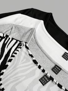 SHEIN Essnce 4pcs Square Neck Tee - Multicolor - View 11