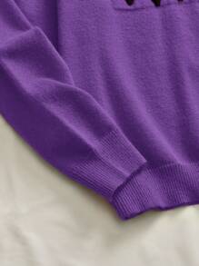 Manfinity VCAY Men's Knit Casual Loose Fit Drop Shoulder Long Sleeve Sweater, Young & Daily Wear, For Fall Winter, Couple Things - Purple - View 5