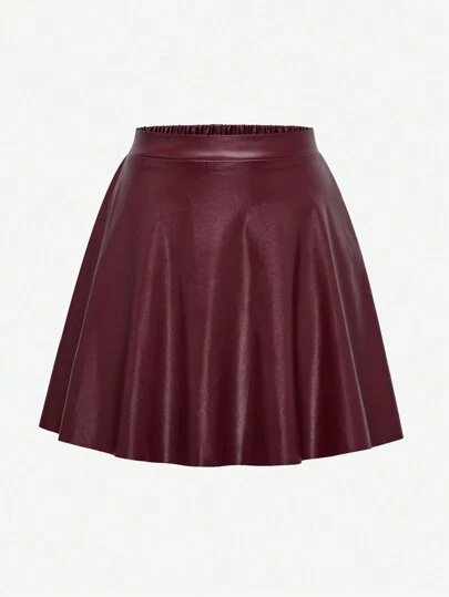 Tween Girl 时尚休闲银色 PU 皮革太阳裙