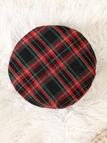 SHEIN Elladie kids 圣诞女婴拼色格子图案荷叶边下摆蝴蝶结装饰连衣裙套装（带帽子） - 彩色 - 查看 5