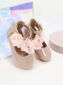 New Floral Decorated Flat Roman Sandals For Little Girls Students, Comfortable Princess Shoes For School, Outdoor Activities, Wedding - Pink - View 7
