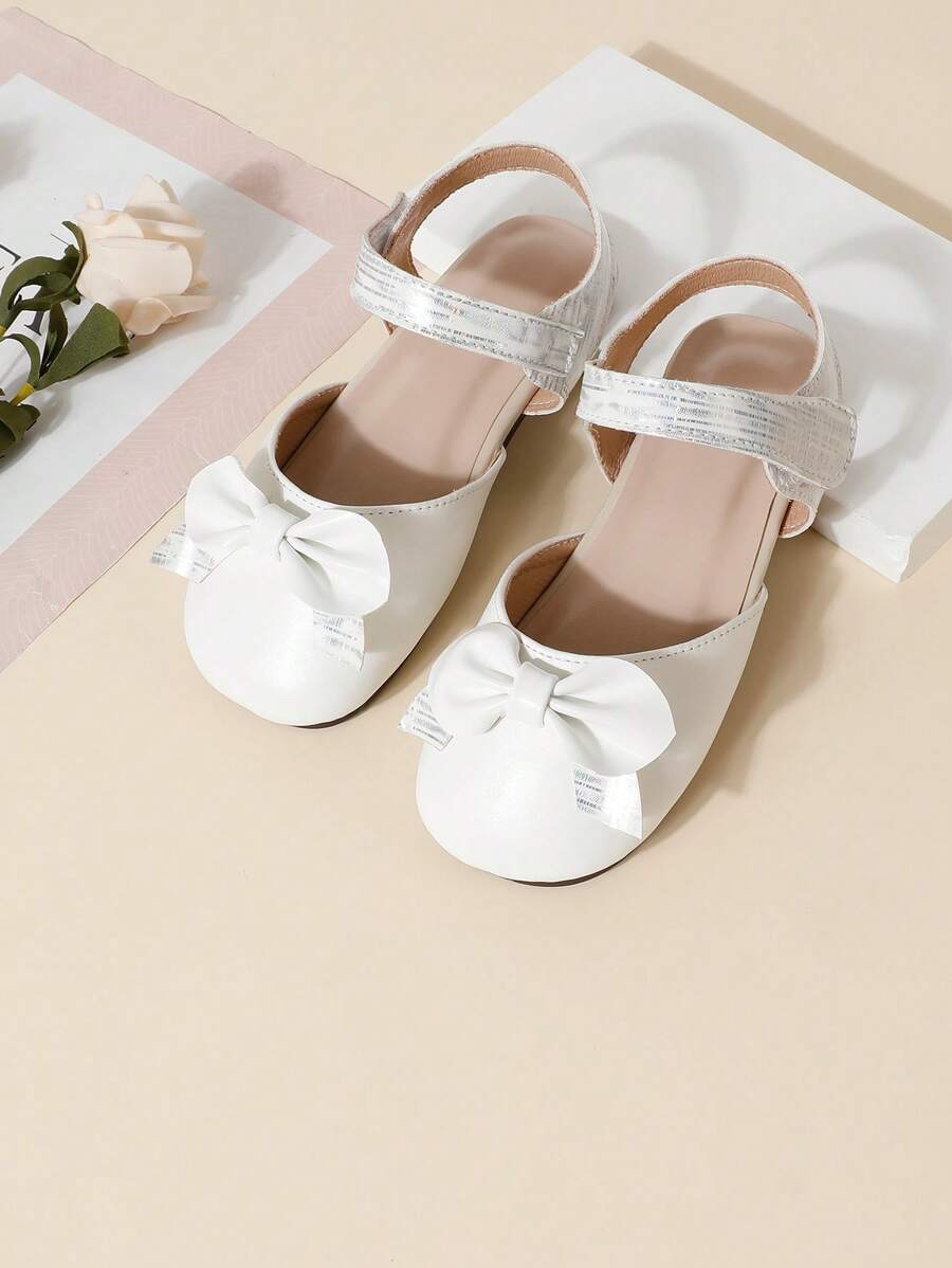 Girls' Casual Bow Decor Ankle Strap Flat Shoes