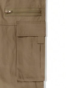 Manfinity Roghcode Men Flap Pocket Side Cargo Pants Loose Stylish - Camel - View 4