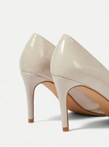 CUCCOO HITCHD Pointed Toe Slender High Heel Apricot Color Splice Faux Pearl Decor Ladies' Pumps Valentine's Day - Apricot - View 4