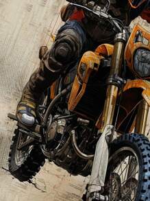 Tween Boy 连帽运动衫，渐变彩色越野摩托车和街头图案印花，舒适休闲 - 黑色 - 查看 4