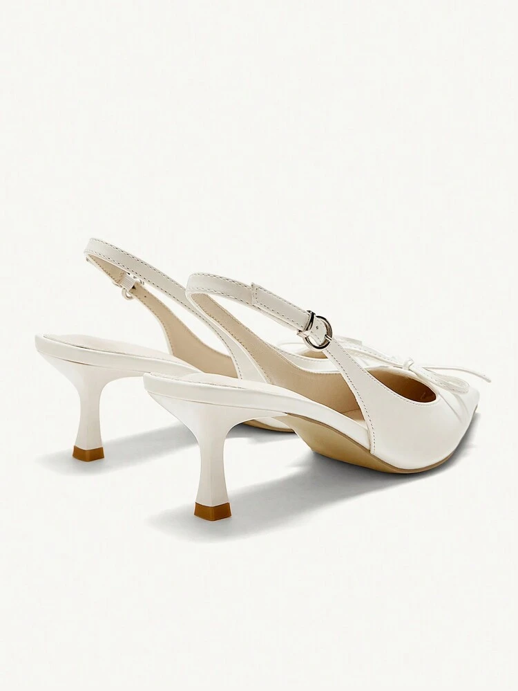 CUCCOO CHICEST Women High Heel Pumps Bowknot Pointed Toe Thin Heel Open Heel Strap Fashion Elegant Wine Red High Heels Summer Shoes Summer Break Easter For Christmas Elegant Shoes Wedding Shoes Summer Shoes Bride Shoes