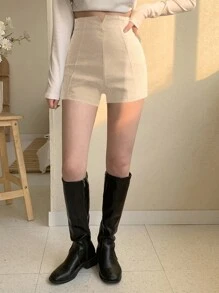 DAZY Women Plain Simple Casual Shorts Summer - Beige - View 3