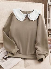 SHEIN Elladie kids 秋冬款少女可爱蝴蝶结彼得潘领羊毛卫衣