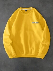 Manfinity LEGND Men Letter & Hand Print Round Neck Long Sleeve Casual Sweatshirt, Autumn/Winter