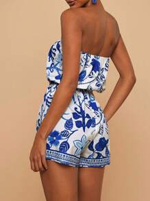 Travachic Women's Floral Print Bandeau Casual Jumpsuit