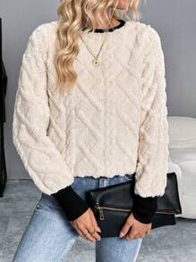 EMERY ROSE 女士圆领双面羊毛提花休闲日常保暖运动衫秋冬季 - 彩色 - 查看 3