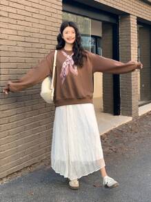 DAZY Áo nỉ thể thao ngày lễ tình nhân dễ thương dành cho nữ, Quần áo mùa xuân/hè, mùa thu - màu nâu - Xem 5