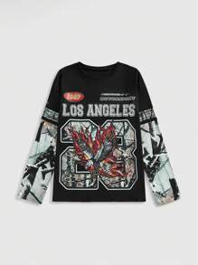 ROMWE Street Life Streetwear Cool Soccer Inspired Vintage Tree Branch Print Loose Women T-Shirt