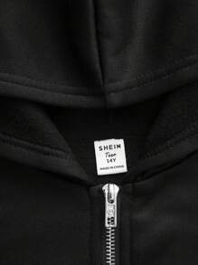 SHEIN Moletom com capuz para meninos adolescentes 1 peça casual esportivo de rua confortável versátil quente super econômico solto casual com capuz logotipo grande padrões geométricos bolso para mouse com fenda média; Renascença; Outono; Adolescente; Aeroporto; Coquetel; Outono/Inverno