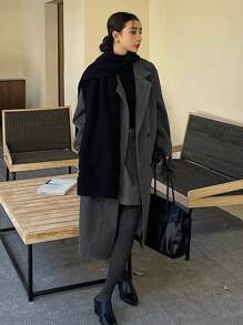 DAZY Cappotto oversize di media lunghezza in tinta unita, giacca da donna, abbigliamento autunnale da donna