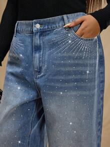 Forever 21 Plus Size Front Button Pocket Casual Denim Jeans - Baby Blue - View 6