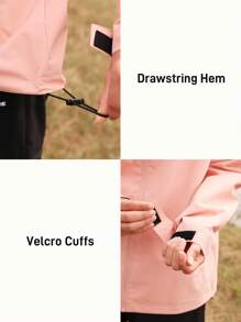 Women's Solid Color Long Sleeve Zip Front Hooded Casual Outdoor Jacket - Pink - View 4