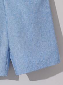 SHEIN Conjunto de 3 piezas con camisa tipo capa a rayas y shorts casual para niño preadolescente