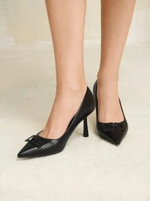 MOTF PREMIUM WOMEN'S BLACK ELEGANT MINIMALIST FASHION POINTED TOE HIGH HEEL PUMPS FOR WINTER, SPRING SHOES, SPRING BREAK EASTER PROM HEELS FOR CHRISTMAS - Black - View 3