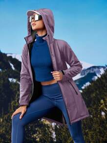 In My Nature Women's Solid Color Thermal Lined Zip-Up Hooded Outdoor Jacket - Purple - View 9