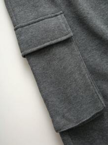 SHEIN Teen Boys 2pcs Casual Sports Street Comfortable Versatile Warm Super High Cost-Effective Loose Casual Hooded Gothic Monogrammed Center Open Hooded Sweatshirt Sweatpants Two Sets Homecoming; Renaissance; Fall Outfits - Grey - View 4