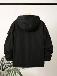 休闲酷炫青少年男孩山地印花舒适长袖连帽羊毛夹克