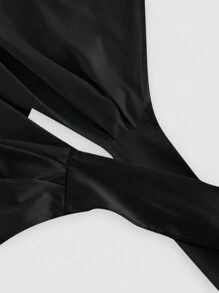 SHEIN MOD 女士复古杏色无袖结背心 - 黑色 - 查看 3