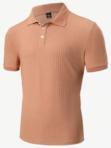 Manfinity Homme Men's Solid Color Short Sleeve Casual Commuting Polo Shirt - Coral Orange - View 1