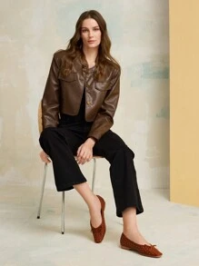 MOTF PREMIUM ROUND TOE RIVET DECORATED COMFORT FLAT SHOES FOR WOMEN