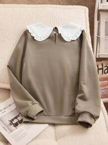 SHEIN Elladie kids 秋冬款少女可爱蝴蝶结彼得潘领羊毛卫衣